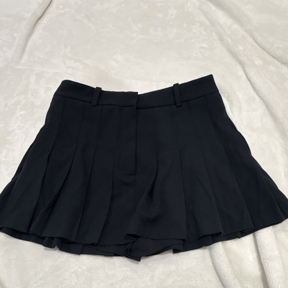 Abercrombie & Fitch Women’s Black Solid Woven Pleated Mini Skirt Zip Size S